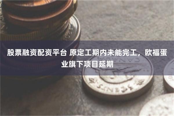 股票融资配资平台 原定工期内未能完工，欧福蛋业旗下项目延期