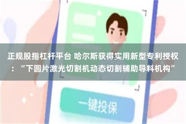 正规股指杠杆平台 哈尔斯获得实用新型专利授权：“下圆片激光切割机动态切割辅助导料机构”