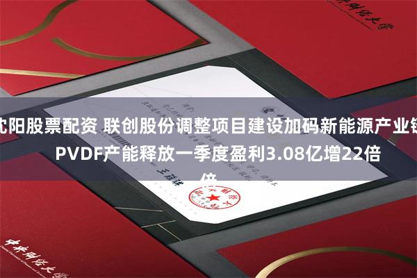 沈阳股票配资 联创股份调整项目建设加码新能源产业链    PVDF产能释放一季度盈利3.08亿增22倍